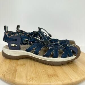 Keen Whisper Sandals Floral Navy Classic Two Cinch Cord Outdoor Womens Size 7.5